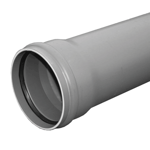 PVC buis SN8 incl. mof, korte lengte 1m, grijs