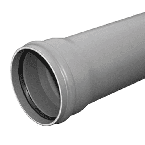 PVC buis SN8 incl. mof, korte lengte 2m, grijs