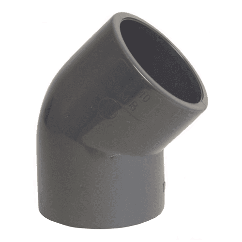 PVC drukleiding knie 45gr, mof-mof