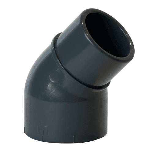 PVC drukleiding knie 45gr PN16