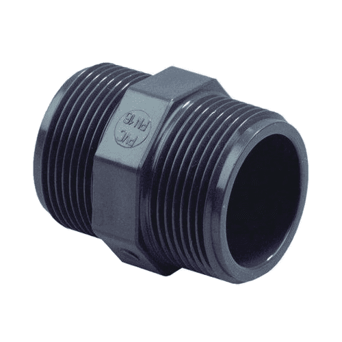 185131 #Ber PVC dubbel nippel 1 tbv kranen