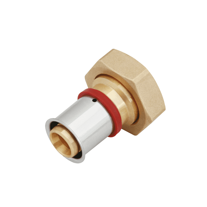 VSH UltraPress connection piece with coupling nut FF