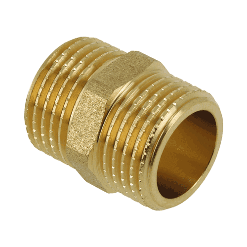 Dubbele nippel (2x bu.dr.) messing