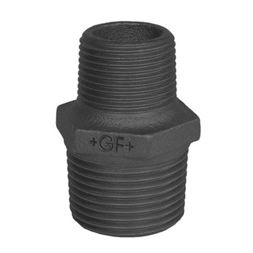 GF 245 malleable dubbele nippel, verlopend (2x bu.dr.)
