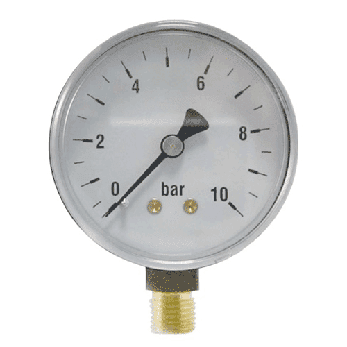 Manometer kunststof kast droog 63mm, onderaansluiting