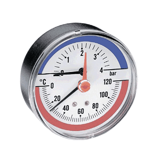 Mano- thermometer 63mm, achteraansluiting 1/2"