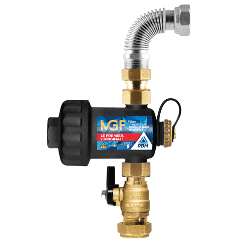 RBM magnetische vuilafscheider MG1F met flexibel en kogelkraan