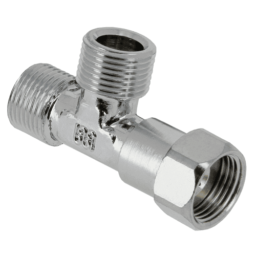 T-stuk messing 2x bu.dr. x wartel