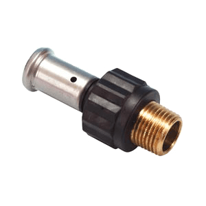 Henco, metal threaded adaptor, press x male thread