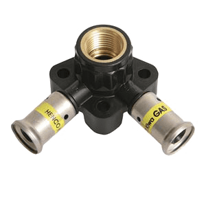 Henco, dubbele muurplaat, laag, 2x pers/bi.dr. voor gas