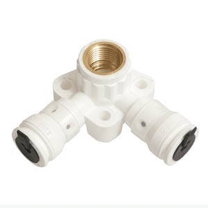 Henco Vision double flow-through wall plate, low, 2x push-fit/female thread
