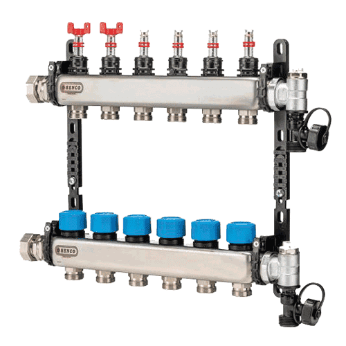 Henco RVS verdeler regelbaar + debietmeter