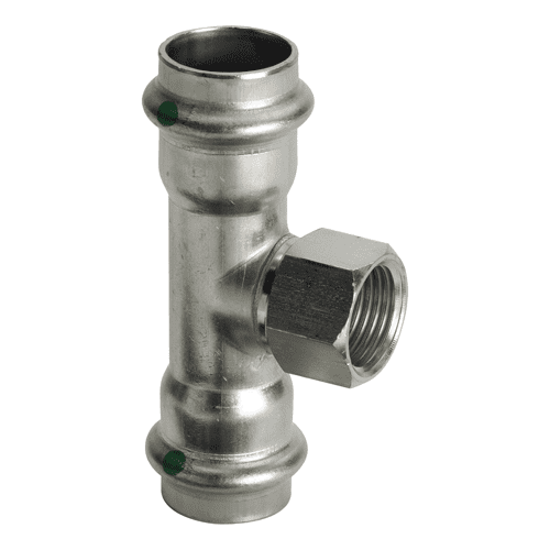 Viega Sanpress Inox RVS verloop T-stuk 90gr met SC-Contur, 2x pers x bi.dr.