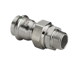 Viega Sanpress Inox RVS 3-delige koppeling met SC-Contur, pers x bu.dr.