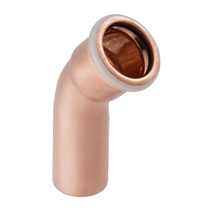 Mapress koper, bocht 45gr pers/insteek