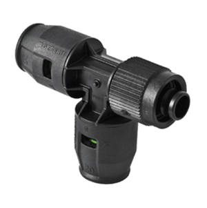Geberit PushFit verloop T-stuk met Fix adapter zijaansluiting