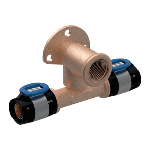 Geberit FlowFit doorlusmuurplaat 90gr, met sprong
