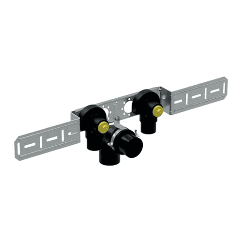 Geberit FlowFit muurplaat 90gr voorgemonteerd, tweevoudig + beugel