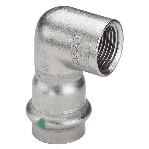 Viega Sanpress Inox RVS overgangsknie 90gr met SC-Contur, pers x bi.dr
