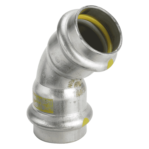 Viega Sanpress Inox RVS gas bocht 45gr met SC-Contur, 2x pers