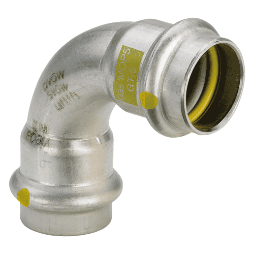 Viega Sanpress Inox RVS gas bocht 90gr met SC-Contur, 2x pers