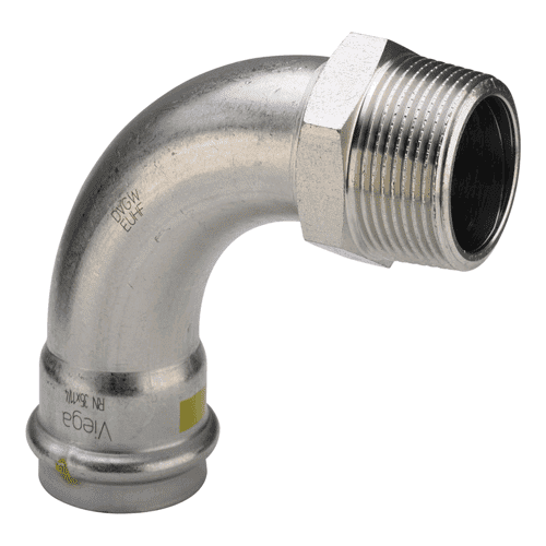 Viega Sanpress Inox RVS gas overgangsbocht 90gr met SC-Contur, pers x bu.dr