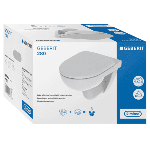 Geberit 280 Basic wandcloset pack, rimfree
