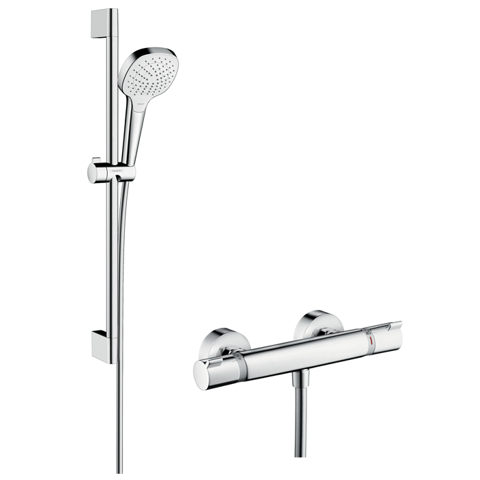Hansgrohe Croma Select E douchesysteem Vario met Ecostat Comfort thermostaat en glijstang