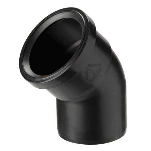 PE bocht 45gr - luchttoevoer, zwart