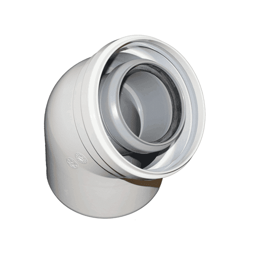 BuHo Twinsafe PP concentrische gladde bocht, wit, rookgasafvoer