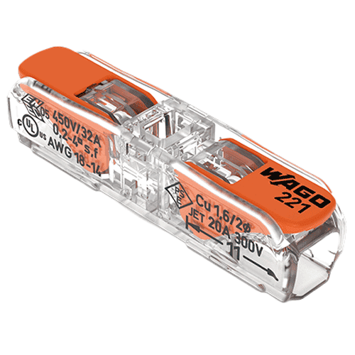 Wago doorvoer verbinder met hendel transparant, serie 221