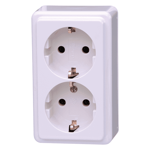 KOPP Standard surface-mounted wall socket with protective earth, double