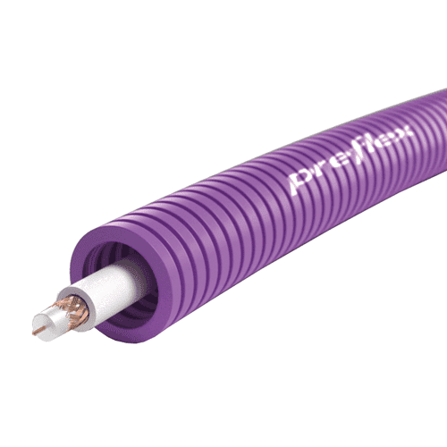 Preflex flexibele voorbedrade buis met media-kabel op rol