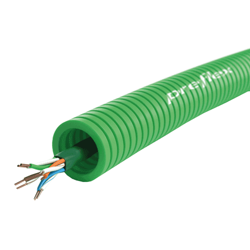 Preflex SAFE® flexibele voorbedrade buis met datakabel op rol